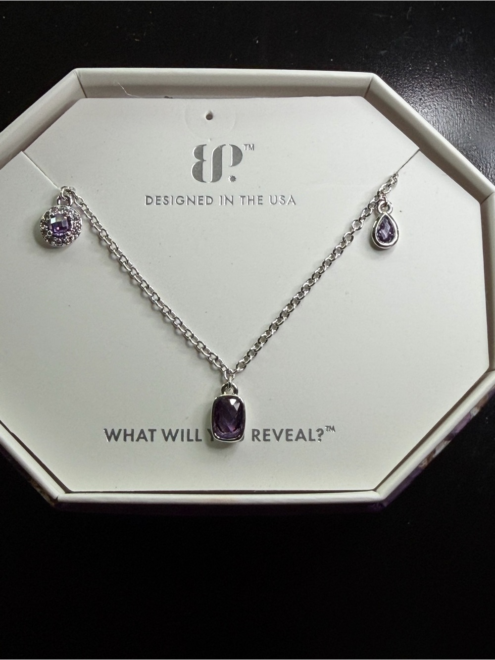 Amethyst Pendant Trio Necklace